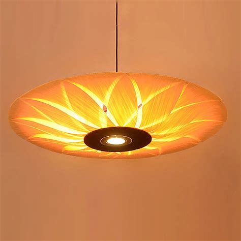 Southeast Asian wood veneer LED pendant lamps restaurant living room bedroom room hotels bamboo ...