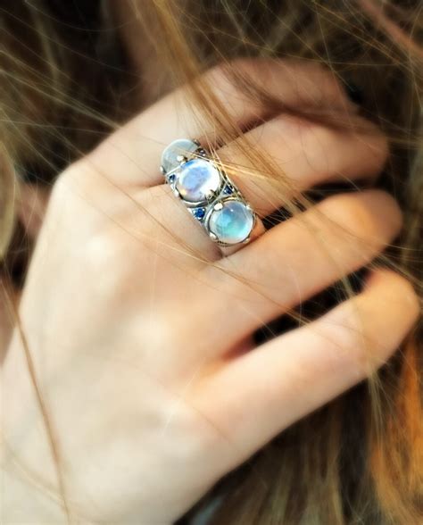 Moonstone Ring Moonstone Moonstone Ring Sterling Silver | Etsy