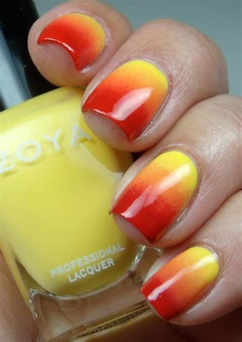 Yellow Orange gradations | Nail art for kids, Cute nail colors, Cute nail art designs