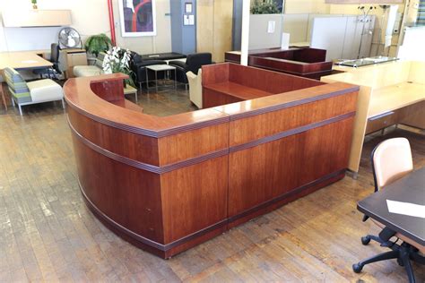 Arnold Regent Mahogany 7' x 8.5' U-Shaped Reception Desk • Peartree Office Furniture