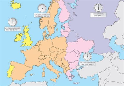 Time Zones Of Europe Europe Map Vector - https://www.welovesolo.com ...