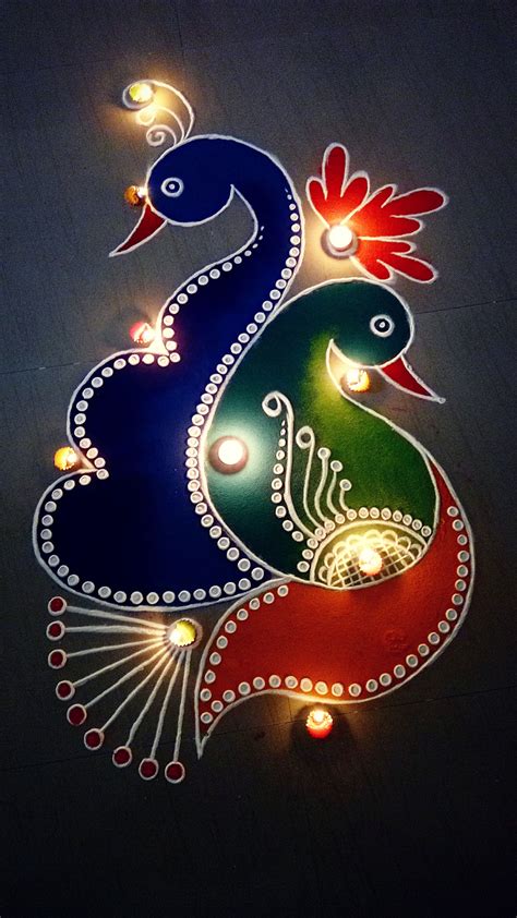 Creative Peacock Rangoli Design | Rangoli designs simple diwali, Small ...