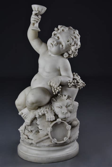 Fine Quality 19thc Italian Carrara Marble Sculpture Of ‘young Dionysus’ (or Bacchus) Signed ...