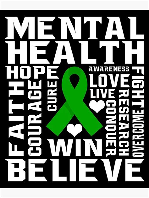 "Mental Health Awareness Green Ribbon Inspirational" Poster for Sale by ...