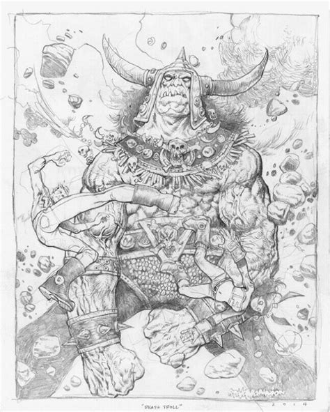 DEATH TROLL original pencil drawing STEVE MANNION, artist of Fearless Dawn, in Tarhan K's For ...