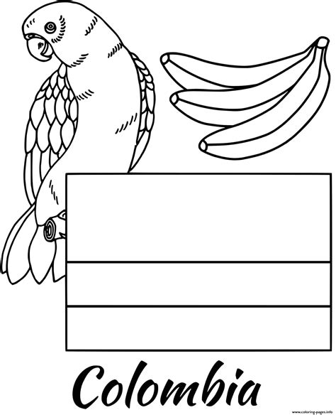 Colombia Flag Parrot Coloring page Printable