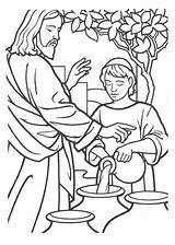 Jesus Turns Water Into Wine Coloring Pages  Home sketch template