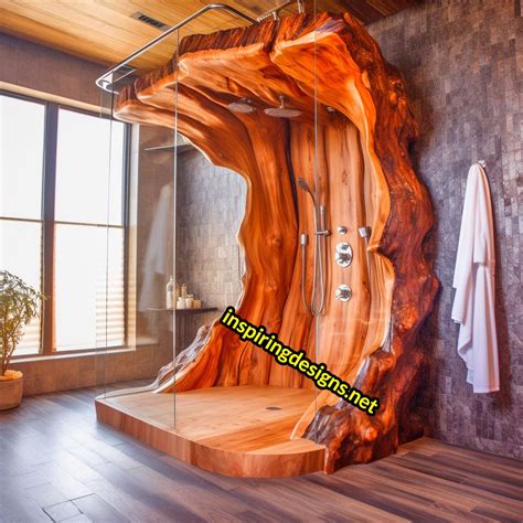 These Epic Showers Are Made From Giant Slabs of Live Edge Wood ...