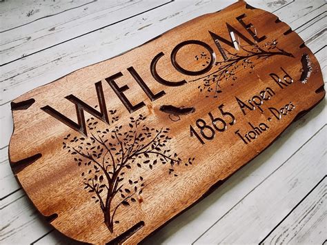 Amazon.com: Personalized Wooden Sign Address Sign Outdoor Welcome ...