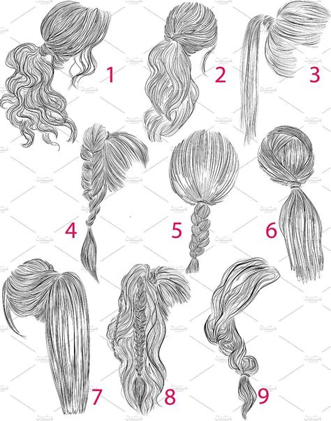 Queues de cheval vector coiffures set # tresses # lâche # Inspiration # parfait #enfantcoiffures ...