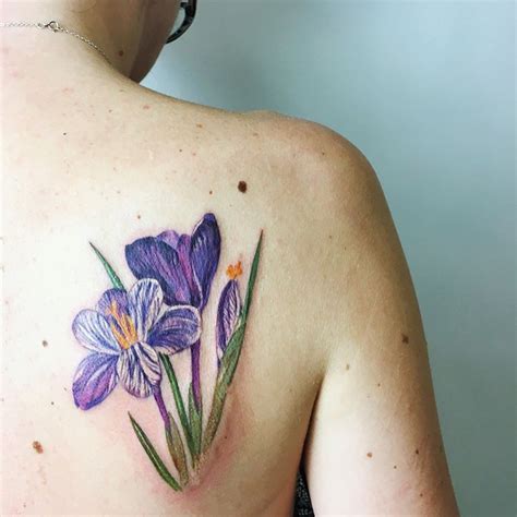 tattoo-artist🌿 on Instagram: “crocus flowers with nature stencil 🔮#liveleaftattoo #botanical # ...