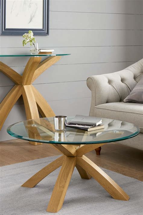 Buy Oak And Glass Round Coffee Table from the Next UK online shop | Glass table living room ...