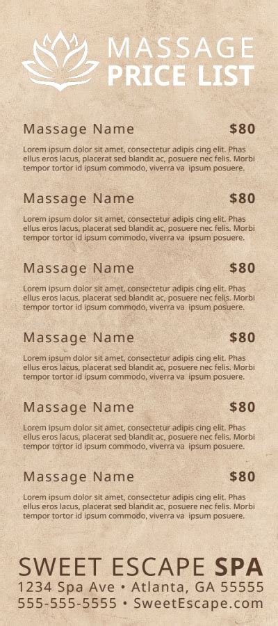 Elegant Massage Price List Flyer Template | MyCreativeShop