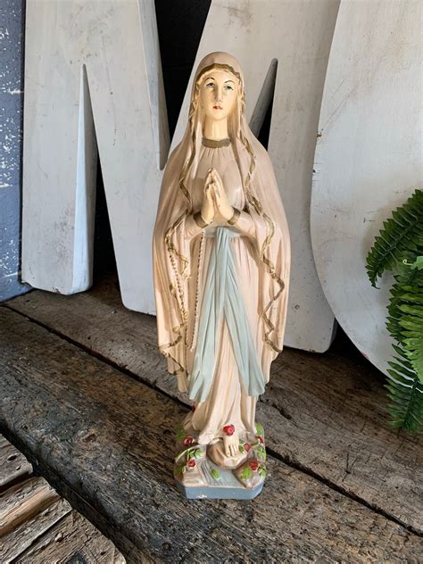 A large plaster Our Lady of Lourdes statue - Belle and Beast Emporium