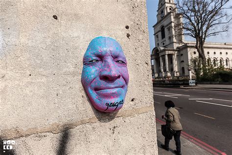 French street artist Gregos' 3D Street Art Faces in London | Hookedblog - Street Art from London ...