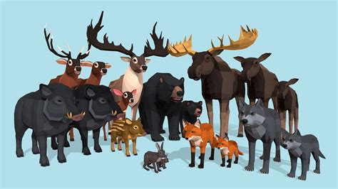 Low Poly Wild Animals pack - Buy Royalty Free 3D model by RedDeer ...