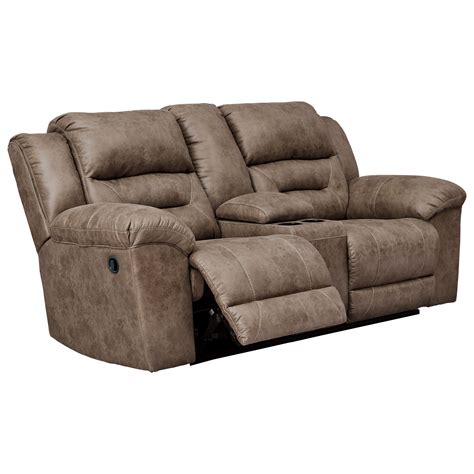 Signature Design by Ashley Stoneland Faux Leather Double Reclining ...