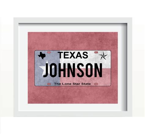 Custom Texas License Plate Various Colors Art Print Wall Art Decor ...