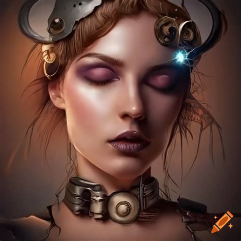 Art of a steampunk woman with mechanical wings