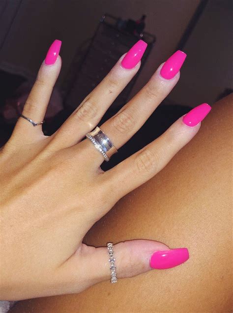 pink naiks | Neon pink nails, Barbie pink nails, Pink acrylic nails