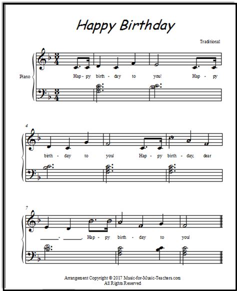 Happy Birthday Free Sheet Music for Guitar, Piano, & Lead Instruments