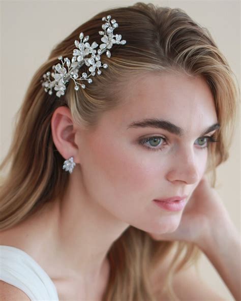 Minimalist Wedding Clip Crystal Bridal Hair Clip Floral - Etsy