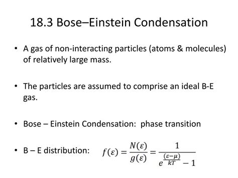 PPT - 18.3 Bose–Einstein Condensation PowerPoint Presentation, free download - ID:2920462