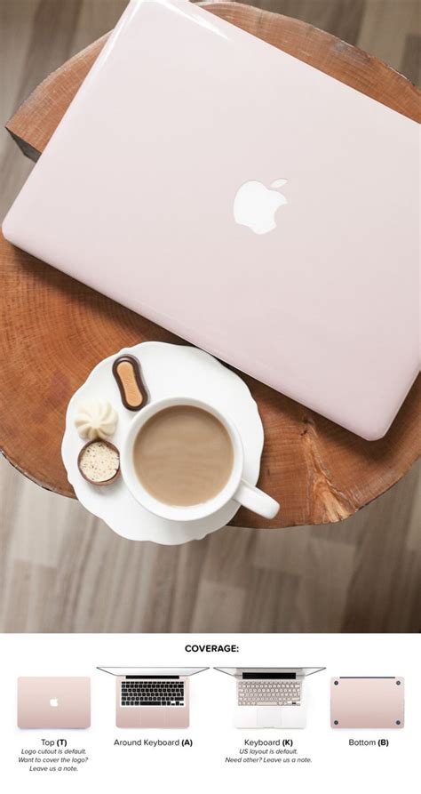 Macbook Pro Vinyl Cover Rose gold color Macbook Air Skin Light Pink ...