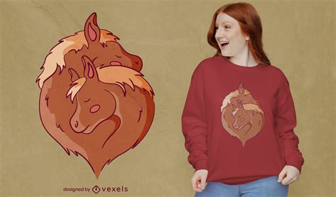 Horse Animals Hugging T-shirt Design Vector Download