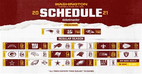 Washington Football Team Schedule 2021 - AthlonSports.com | Expert ...