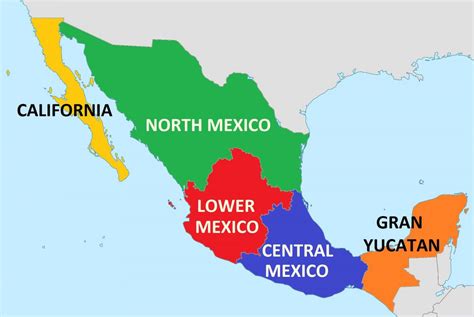 Mapa dos estados de México - Estados de México mapa (América Central ...