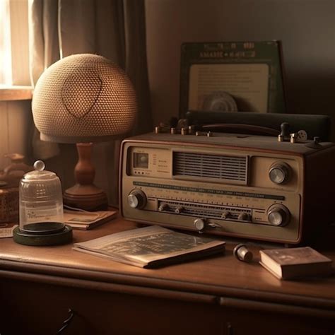 Premium AI Image | A vintage radio is on a desk with a globe on the top.