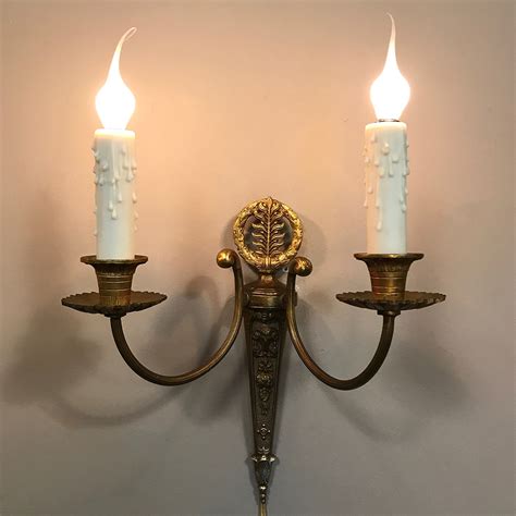 Pair Antique French Bronze Wall Sconces 3DB