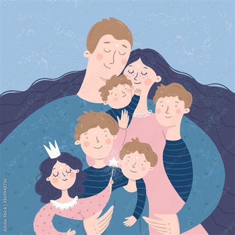 Happy family. Vector illustration of mother, father and children ...