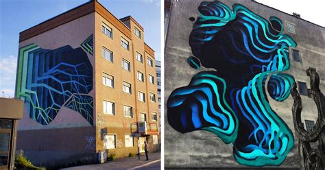 Street Artist Spray-Paints Boring Buildings With Optical Illusions That Look Like 3D Portals ...