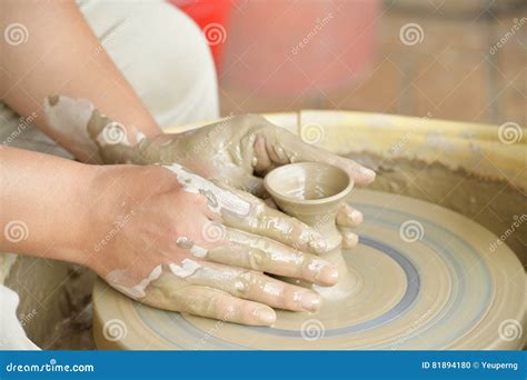 Wheel-throwing. stock photo. Image of clay, earth, slurry - 81894180