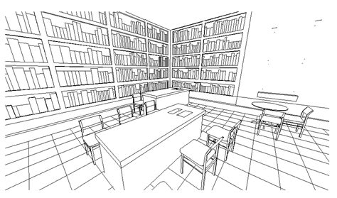 Perspective view of a library dwg file - Cadbull