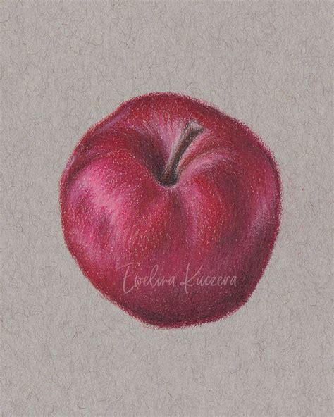 How to draw an apple with colored pencils - step by step tutorial ...