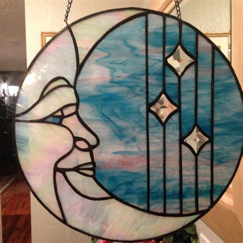 Man in the Moon Stained Glass Round Panel MADE-TO-ORDER Free | Etsy ...