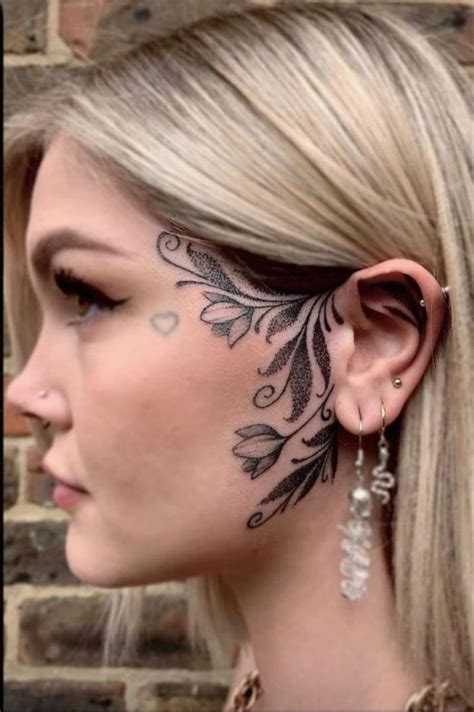 flower face tattoo | Tattoos, Neck tattoos women, Hairline tattoos