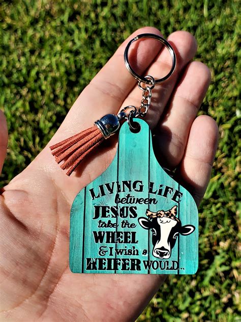 Cattle Livestock Keychain Cow Ear Tag Tassel Leopard Heifer | Etsy | Cow ears, Ear tag, Keychain