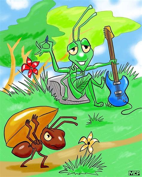 Illustration for @Aesopsfable of the Ant and the Grasshopper I did for ...