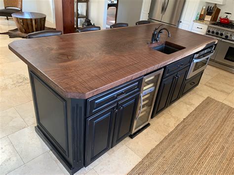 Large Custom Figured Claro Black Walnut Kitchen Island Counter Top | Salvaging and Reclaiming ...