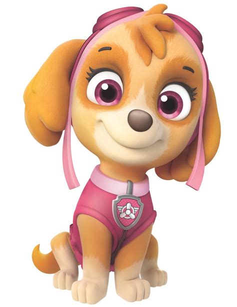 a cartoon dog with big eyes and pink hair sitting on top of a white surface