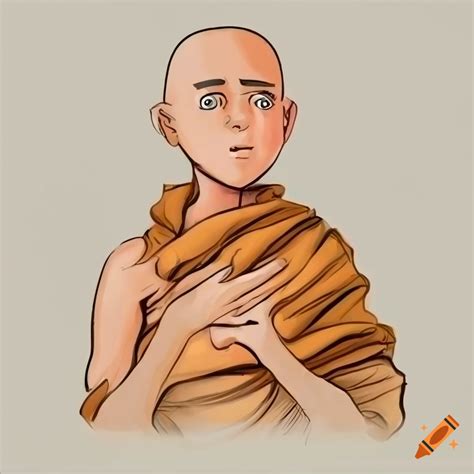 Cartoon sketch of a monk in conversation on Craiyon