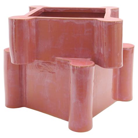 Twisted Castle Ceramic Planter in Pink Ice by BZIPPY For Sale at 1stDibs