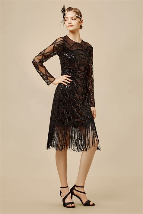 Shop 1920s Dresses - Art Deco Fringe Flapper Dress | BABEYOND