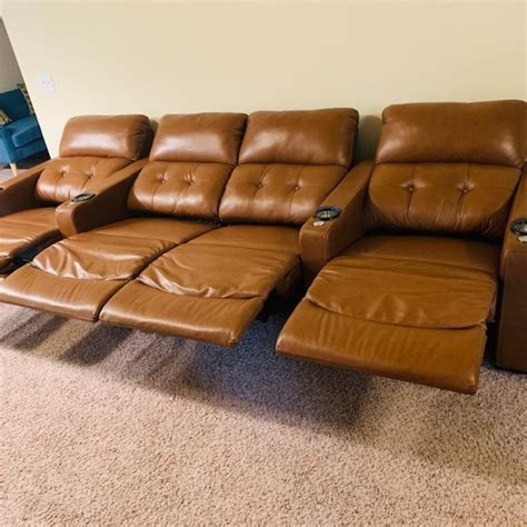 Genuine Leather Home Theater Seating - AptDeco