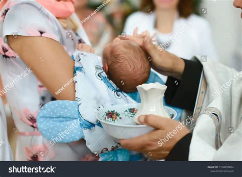 Baptism Ceremony Church Water Pours On Stock Photo 1168491064 ...