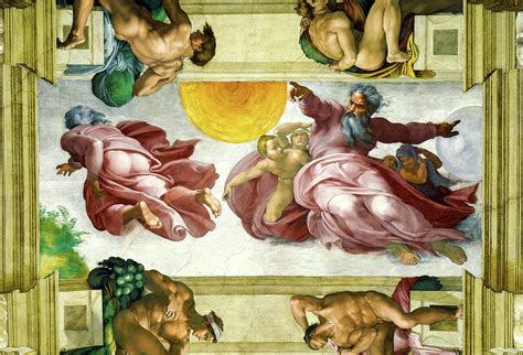 The Creation of the Sun, Moon and Plants, Sistine Chapel Painting by Michelangelo